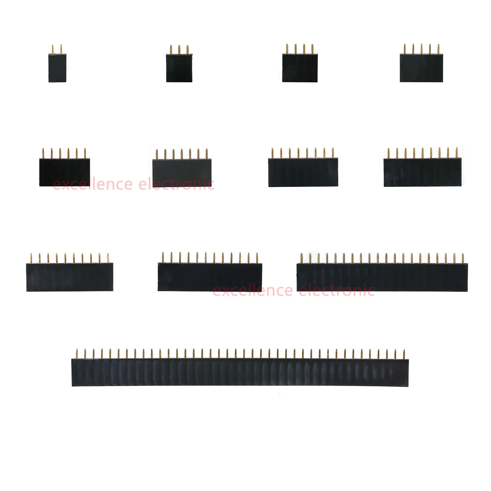 10 Pieces Single Row Pin Female Header Socket Pitch 2.54mm 1*2p 3p 4p 5p 6p 7p 8p 9p 10p 12p 14p 16p 20p 40 Pin Connector