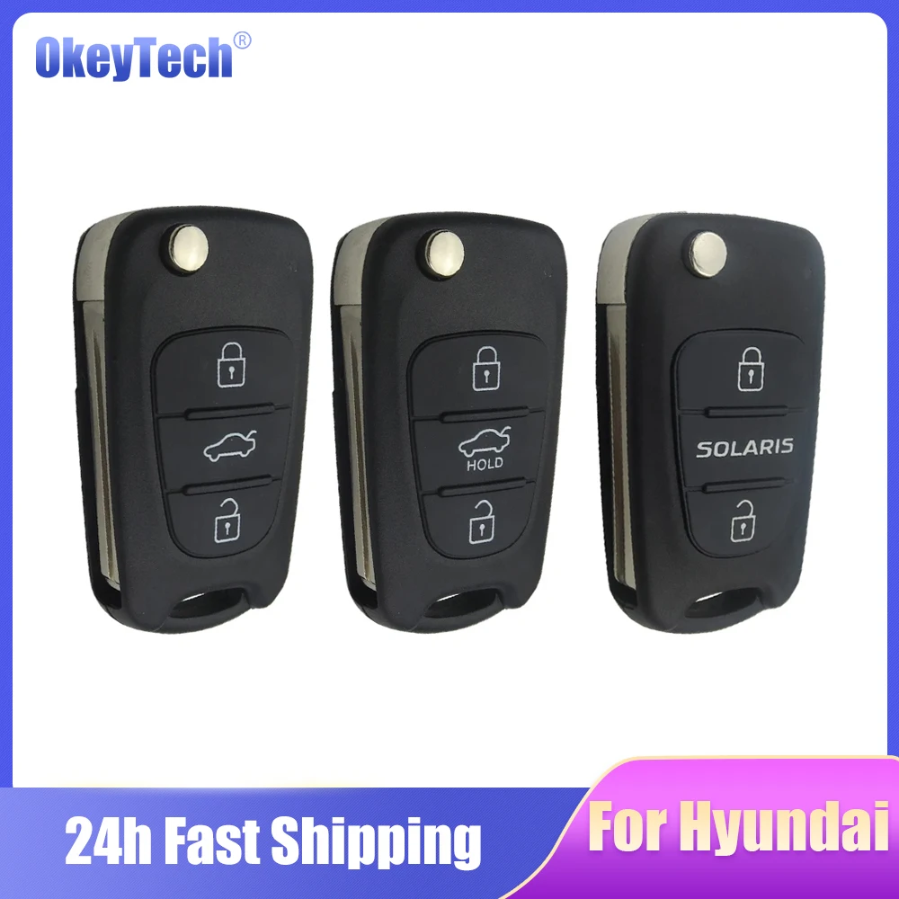 

Okeytech 3 Buttons Replacement Flip Remote Key Shell Case Fob For Hyundai I30 Accent Solaris For Kia Sportage Ceed Rio Picanto