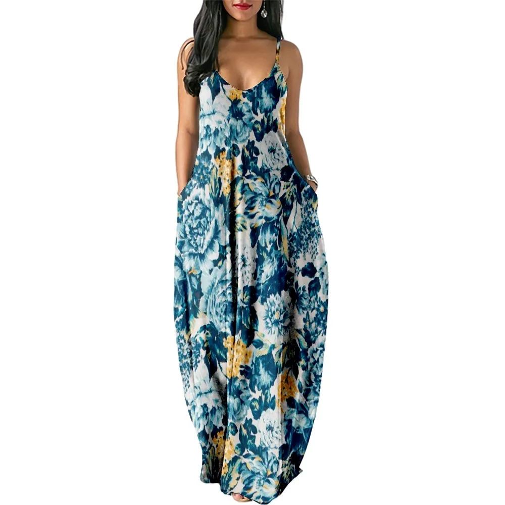 Women Dress Halter Neck Summer Flower Print Sleeveless Midi Backless Party 2022 Sexy Dresses Beach Casual Streetwea