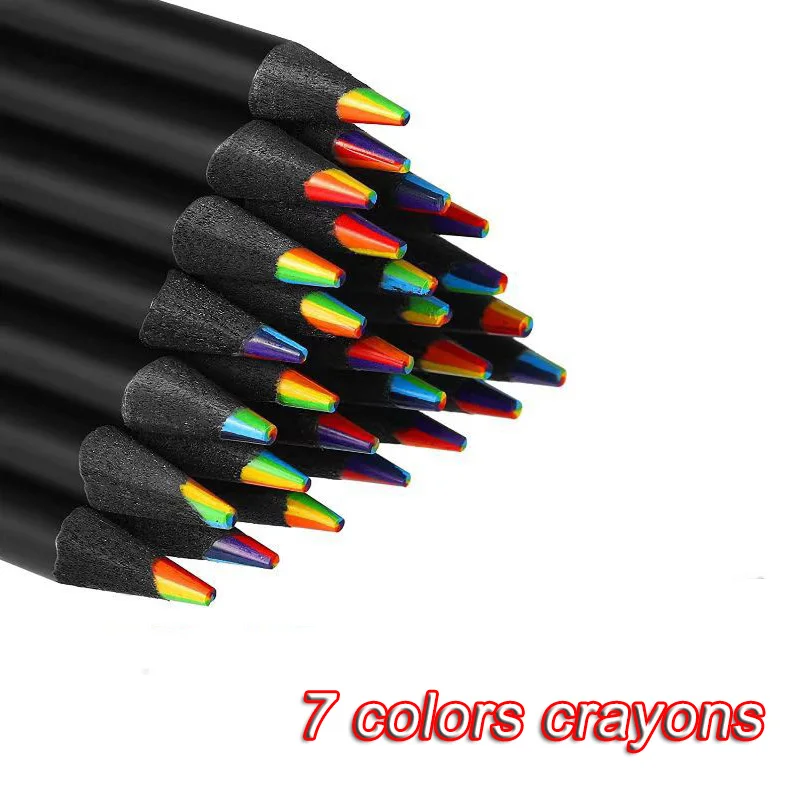 4pcs 7 Colors Concentric Gradient Crayons Colored Pencil Set Cheap Kawaii Stationery Art Paint Draw Pastel Colorful Pencil Pen