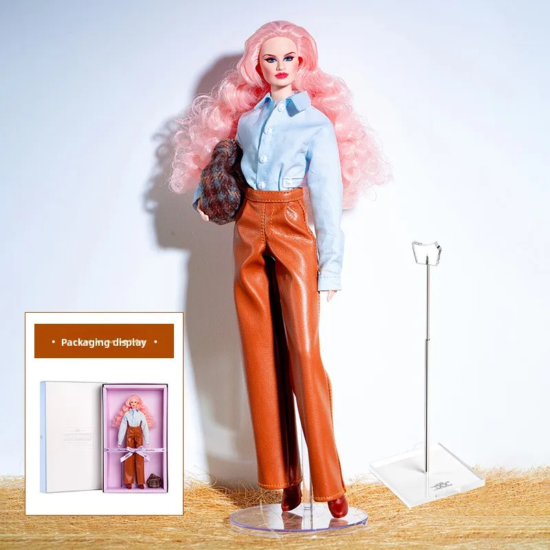 

32cm Supermodel Doll With Clothes With Doll Holder Suit Fashion Plaid Sweater Series Princess Dress DIY Toys Collector Gifts Box