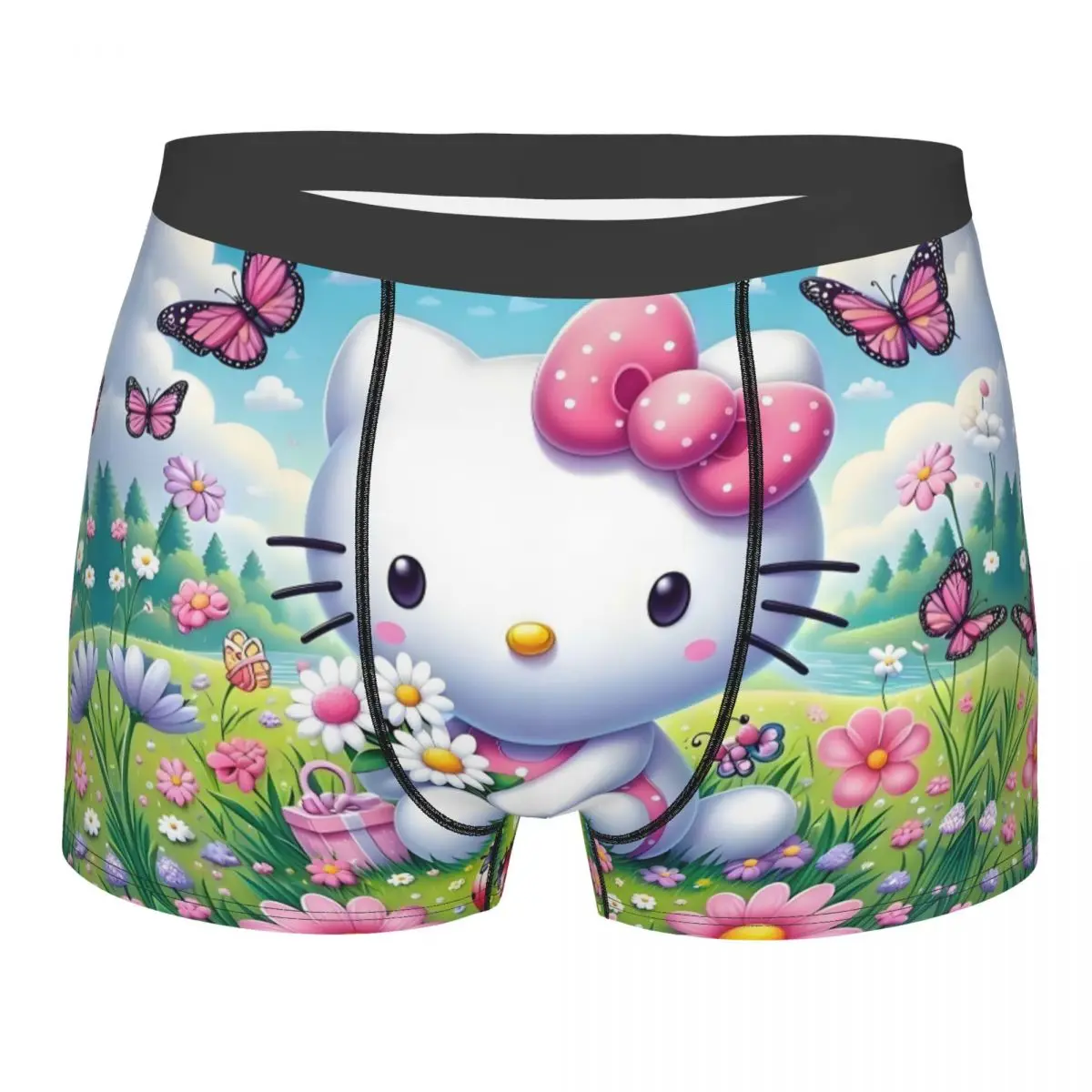 

Customized Kawaii Hello Kitty Anime Underwear Male Printed Japan Cartoon Boxer Briefs Shorts Panties Soft Underpants