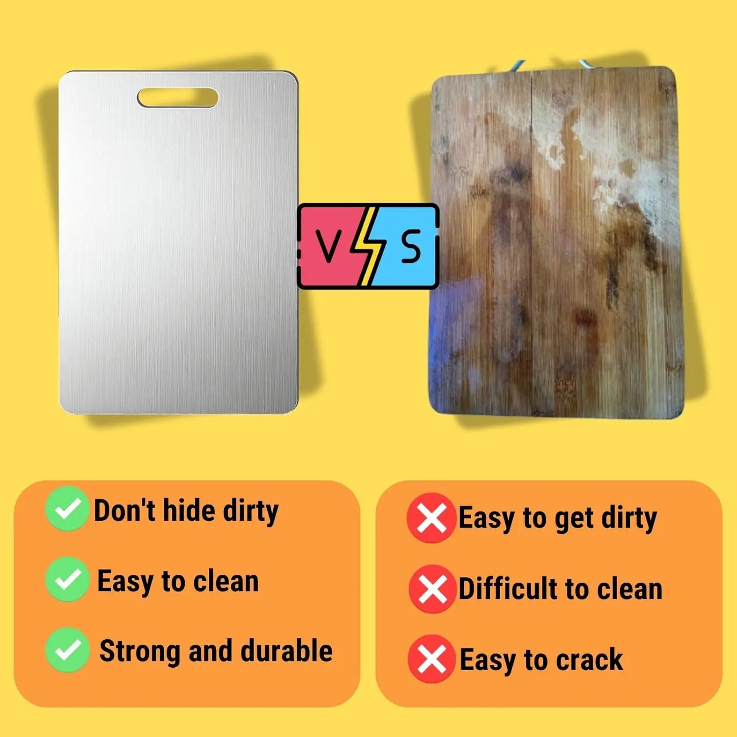 Set di tagliere in titanio da 3 pezzi, tavole da cucina antiaderenti fronte-retro per l'igiene e la durata (taglie S, M, L)