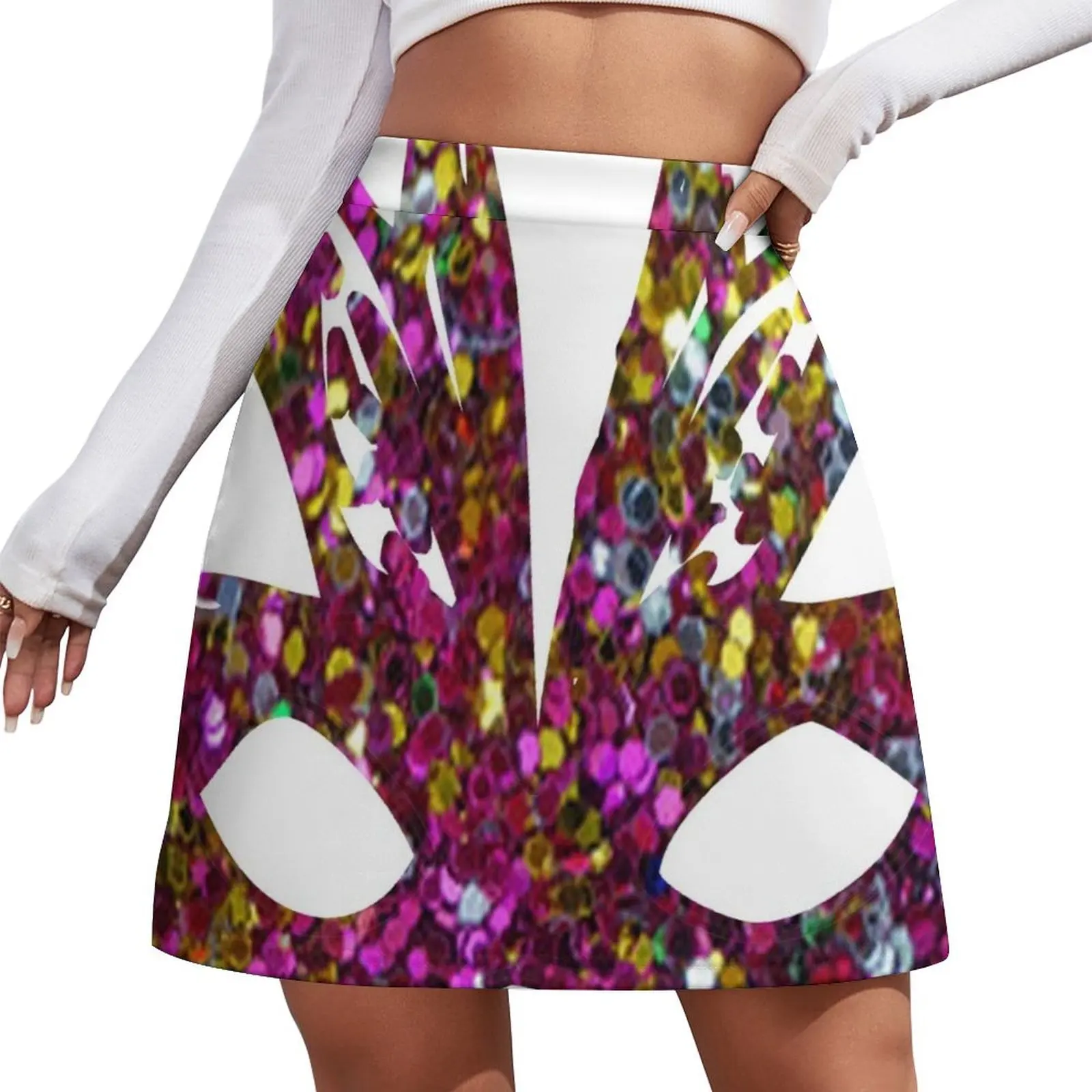 

Rainbow Glitter Mardi Gras Mask Mini Skirt Skirt satin women's stylish skirts modest skirts for women Evening dresses