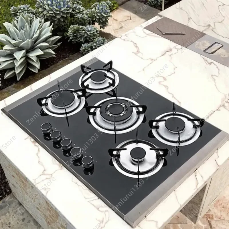 for Cross-border Multi-head Gas Stove 5 Burner Glass Embedded Cooktop for Liquefied Natural Gas