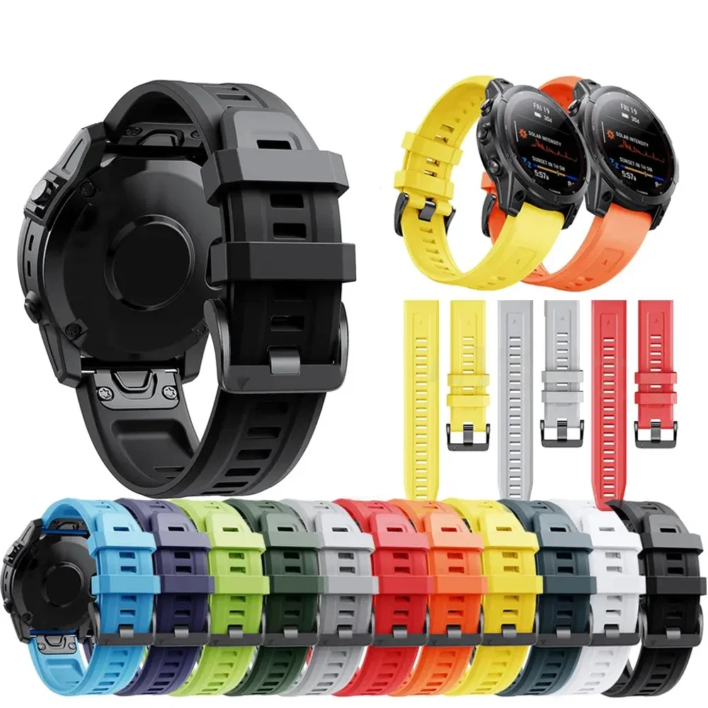 حزام سيليكون رسمي لـ Garmin Fenix 8 7X 7 Pro 6X 6 5 5X Plus/Epix 2/Tactix 8/Instinct 3 Band QuickFit 22 مللي متر 26 مللي متر سوار