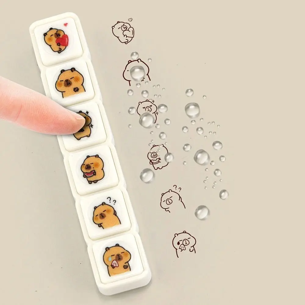 6 قطعة/المجموعة البلاستيك الذاتي الحبر ختم كابيبارا أنماط DIY ألبوم مجلة مخطط ألبوم صور ختم الطوابع الزخرفية الأطفال