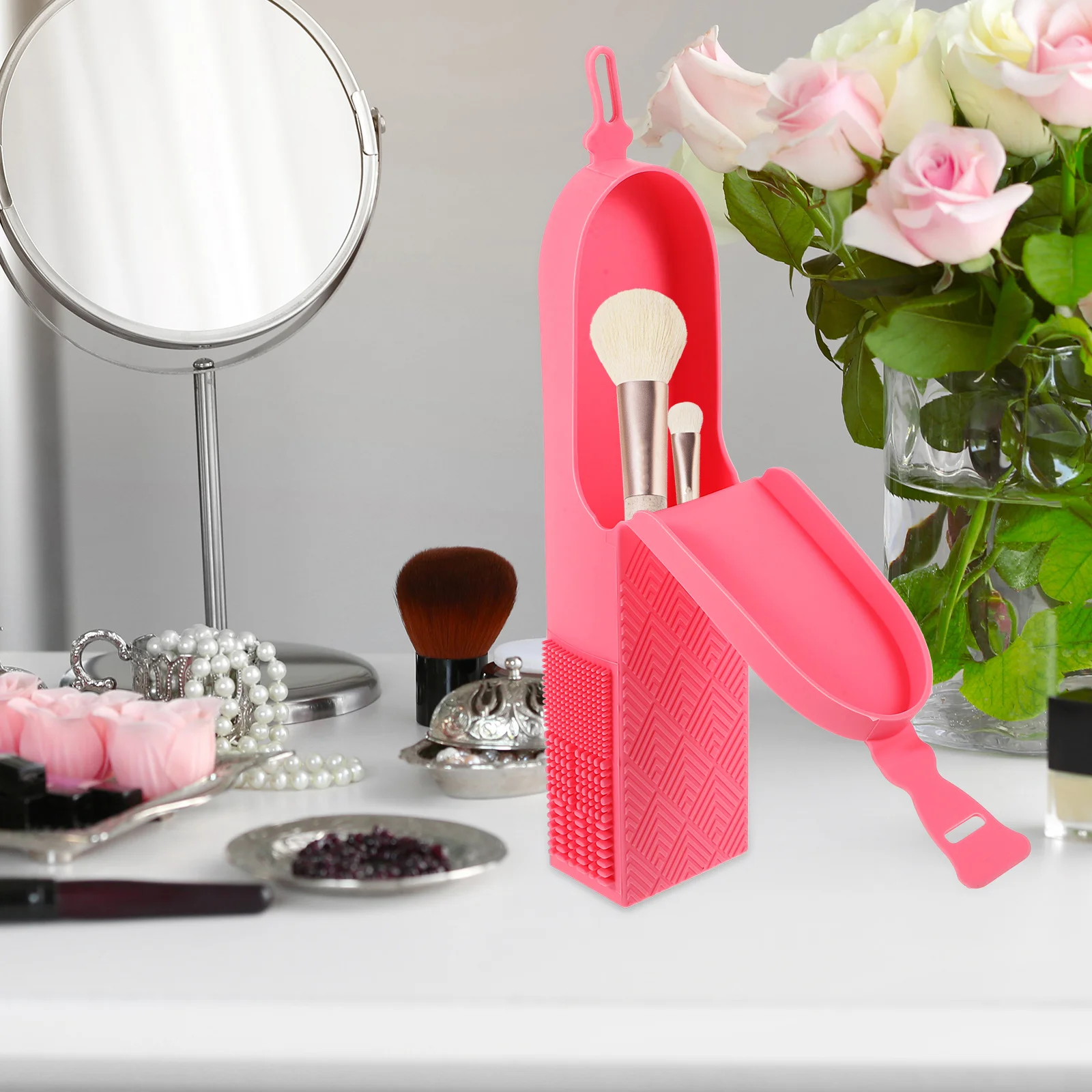 

Travel Makeup Brush Bag Silicone Makeup Brush Pouch Sturdy Portable Organizer Case for on-The- Needs