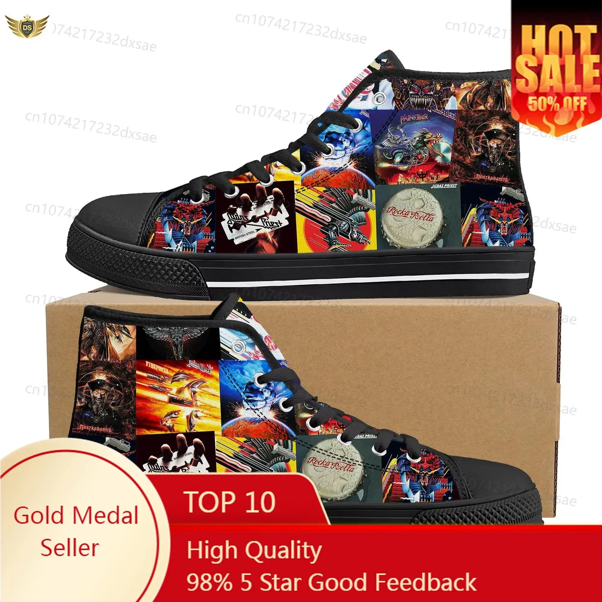 

Judas Priest Heavy Metal Rock Band High Top High Quality Sneakers Men Women Teenager Canvas Sneaker Casual Custom Couple Shoes