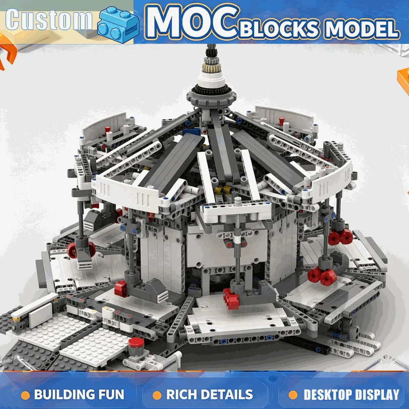 1960PCS Mechanical Rotating Carousel Building Blocks Amusement Park Model DIY Assembly Set Creative Architecture Display Gifts