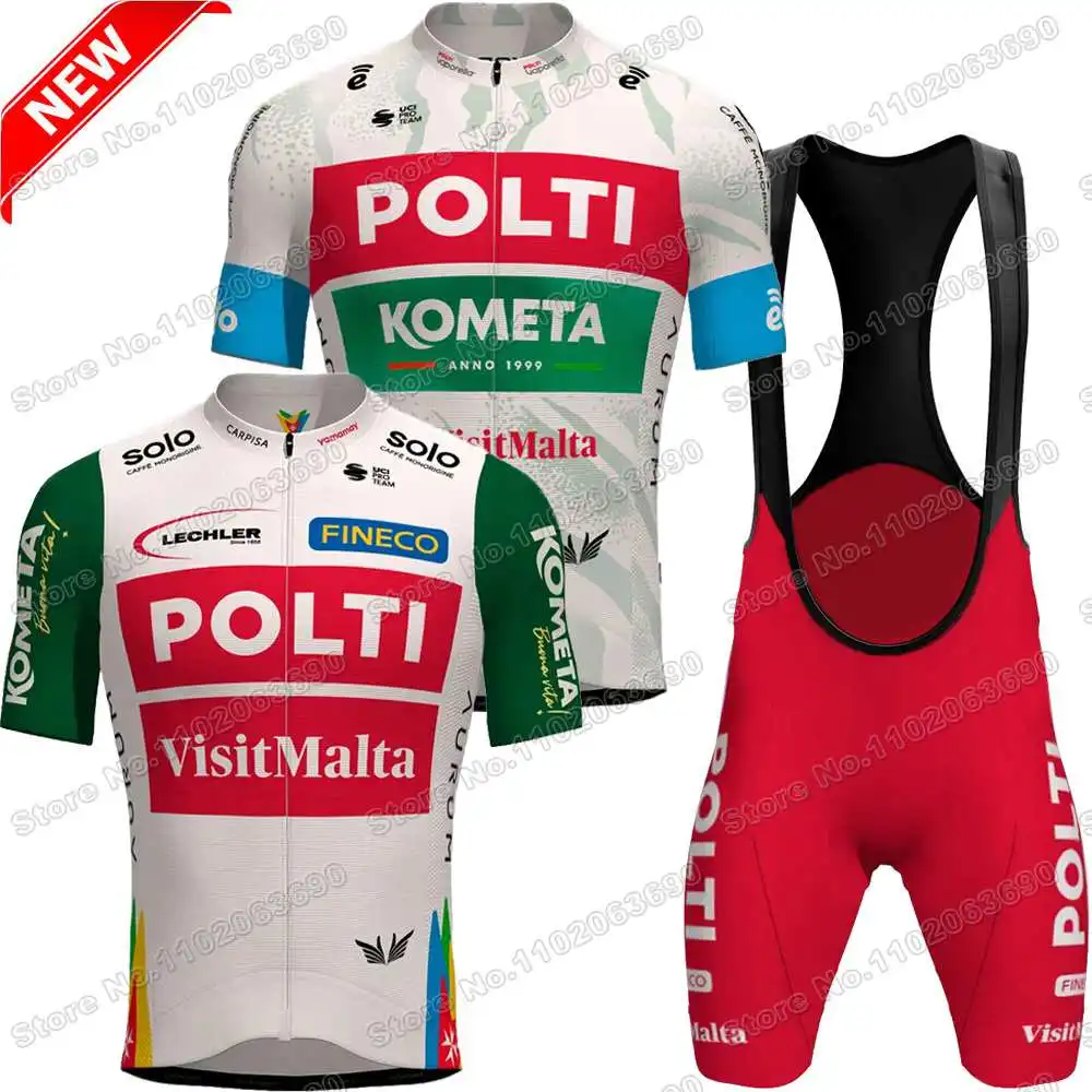 2025 Team Polti Kometa Cycling Jersey Set Summer Cycling Clothing Men Road Bike Shirt Suit Bicycle Bib Shorts MTB Uniform