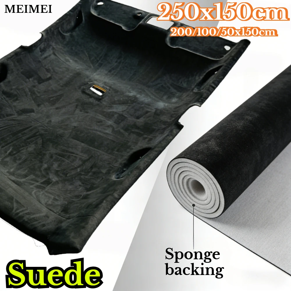 Max 250x150cm Suede Roof Lining Headliner Fabric, Foam Backing Auto Car Interior Upholstery Repair Ceiling Sky Cloth DIY