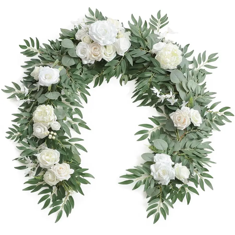 

Искусственная гирлянда из эвкалипта длиной 6 футов с цветами, имитация зелени, искусственная цветочная лоза для декора стола, свадебных композиций, украшения свадебных столов