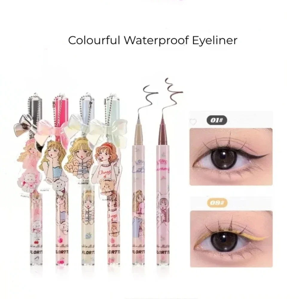 FLORTTE – Eyeliner liquide coloré, imperméable, longue durée, naturel, lisse, couché, ver à soie, séchage rapide, maquillage pour les yeux, cosmétiques
