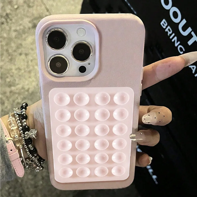 Luksusowe etui na telefon z przyssawką 3D, wzór liczi, do iPhone 17 16 15 14 Pro Max Plus 11 12 13 Pro Max X XR XS 16E