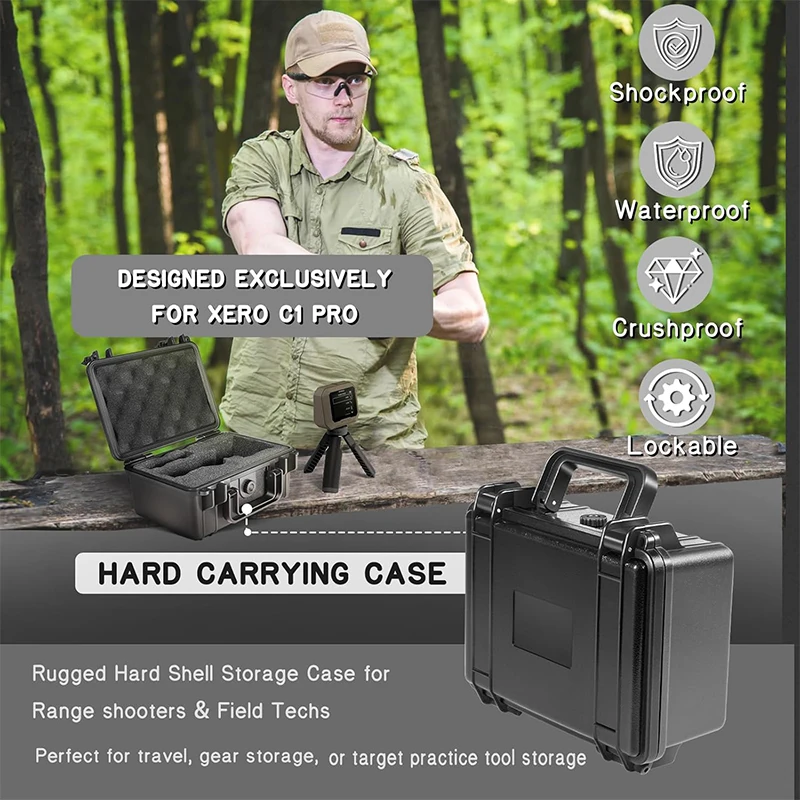 Heavy Duty Storage Case for Garmin Xero C1 Pro Chronograph Portable Travel Case for Rifle Shooting Chronograph with Custom Foam