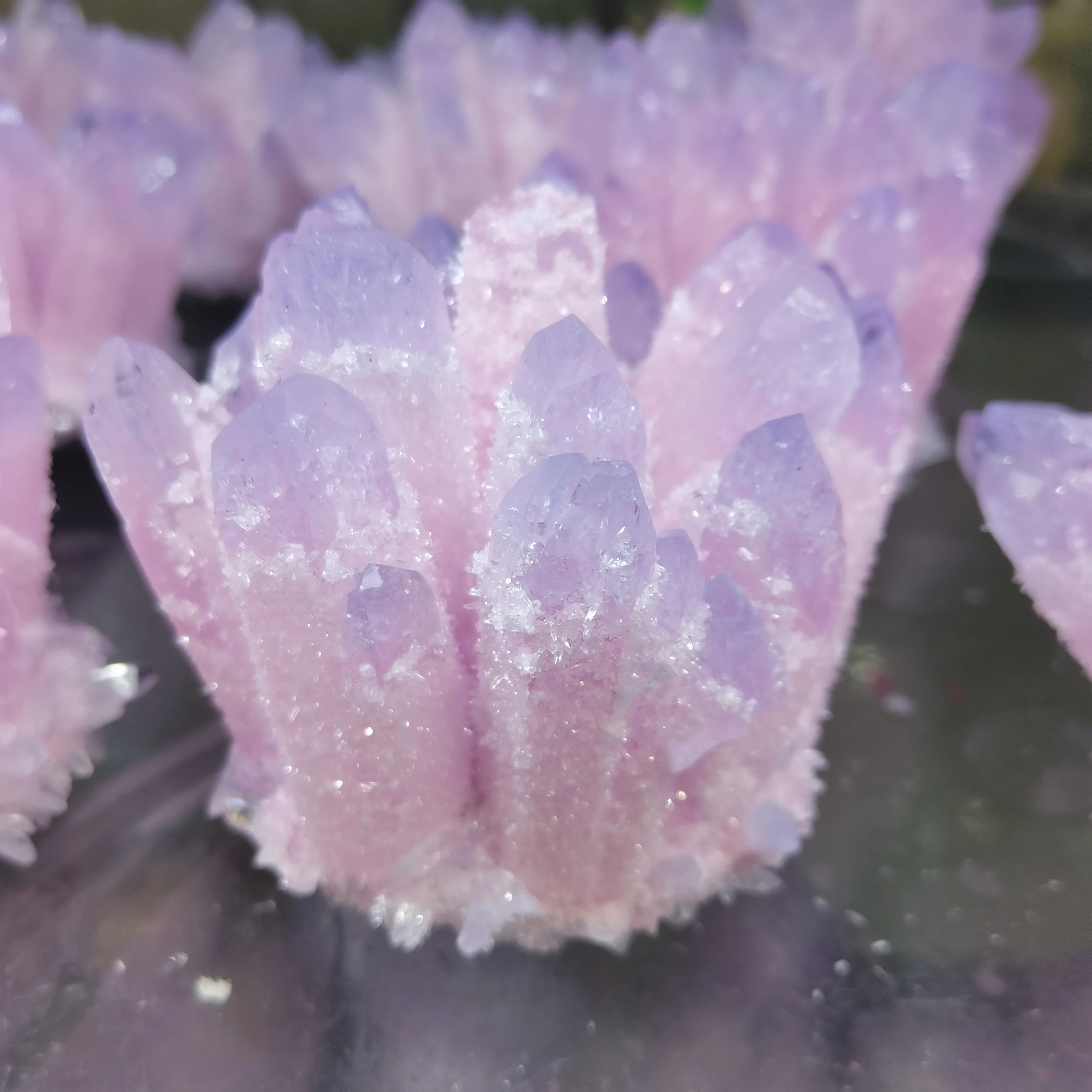 Novo!! Belo fantasma rosa Quartz Crystal Cluster Healing Specimen 1pcs