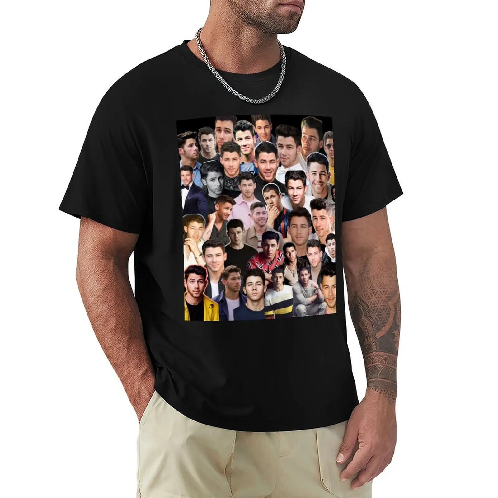 

Nick Jonas collage T-Shirt Work Wear Simple Tee Shirt