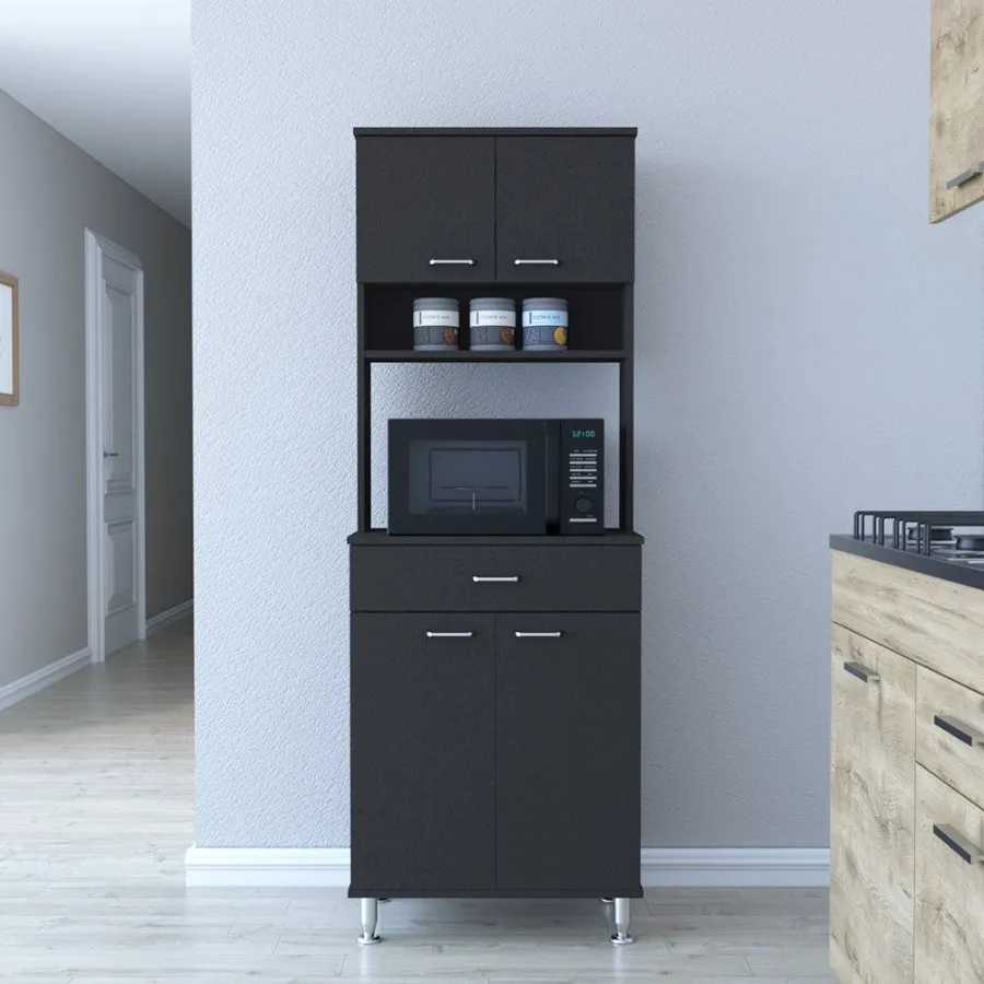 

Pantry Piacenza Two Double Door Cabinet Black gue Finish
