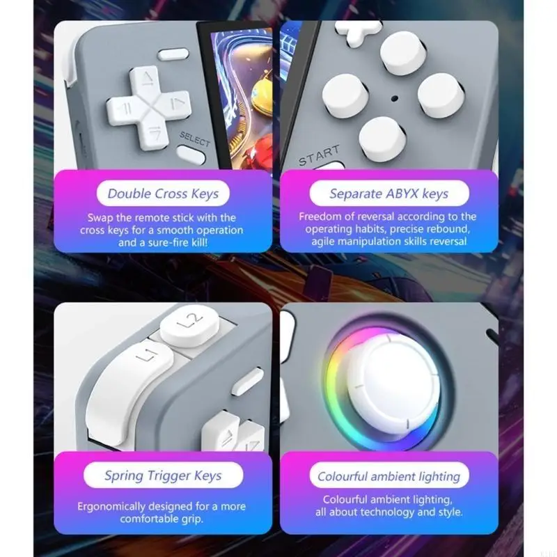 نسخة لوحة مزدوجة للقدم للعب التقليدي محمولة باليد مع تخزين 128 جيجابايت 18000+ مسابقات محملة مسبقًا بطارية قابلة للشحن لـ K1KF