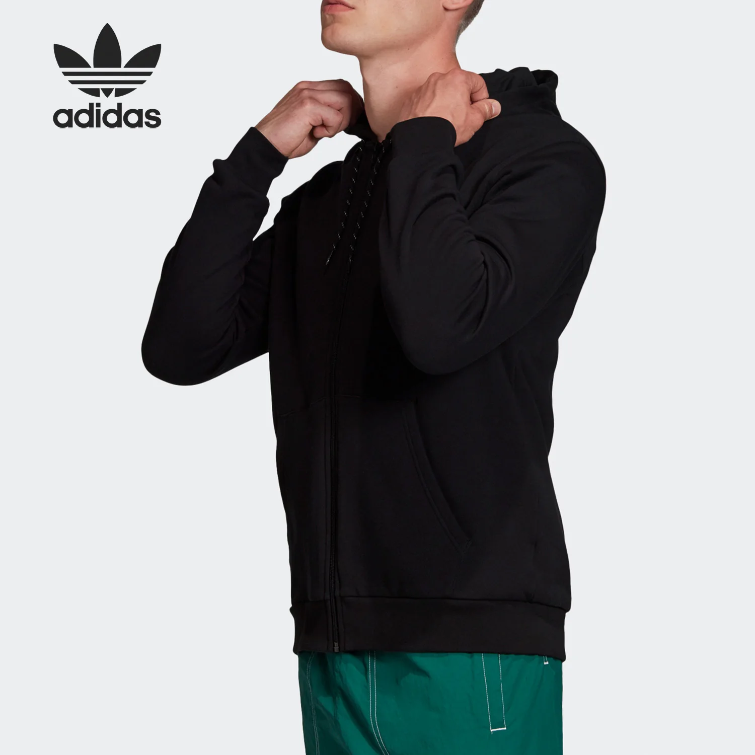 Adidas Authentic Trefoil Men's Fashion Open Front Hooded Sport Jacket GD5985