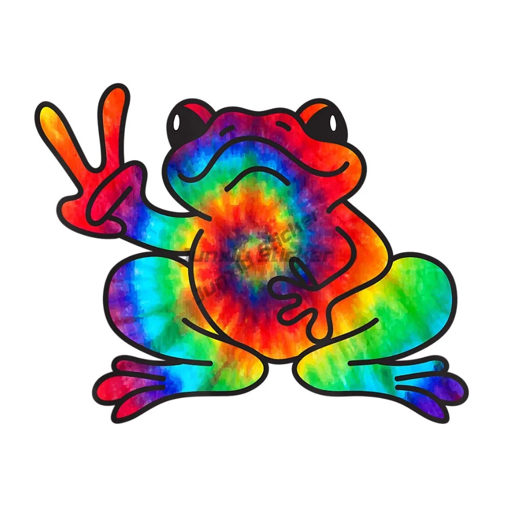 Peace Frog Sticker Tie Dye Cute Hippie Boho 60s Hippy Exterior Suv Bodywork Motocross Car Bumper Custom Decals Pvc