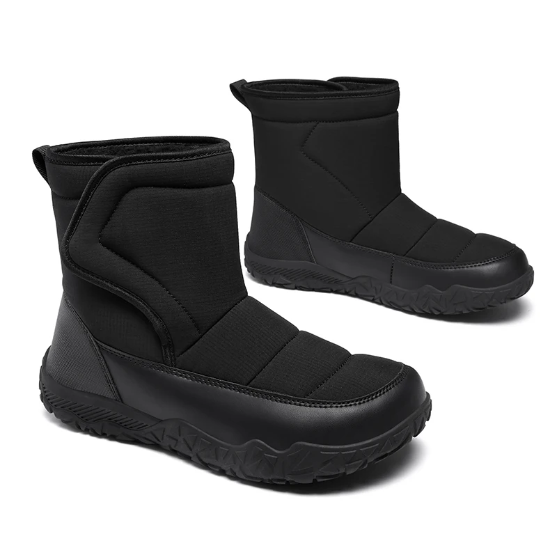 Men Women Winter Snow Boots Insulated Mid-Calf Boots Wide Toe Warm Fleece Lined Anti-Slip Rubber Sole Outdoor Cold Weather Boots