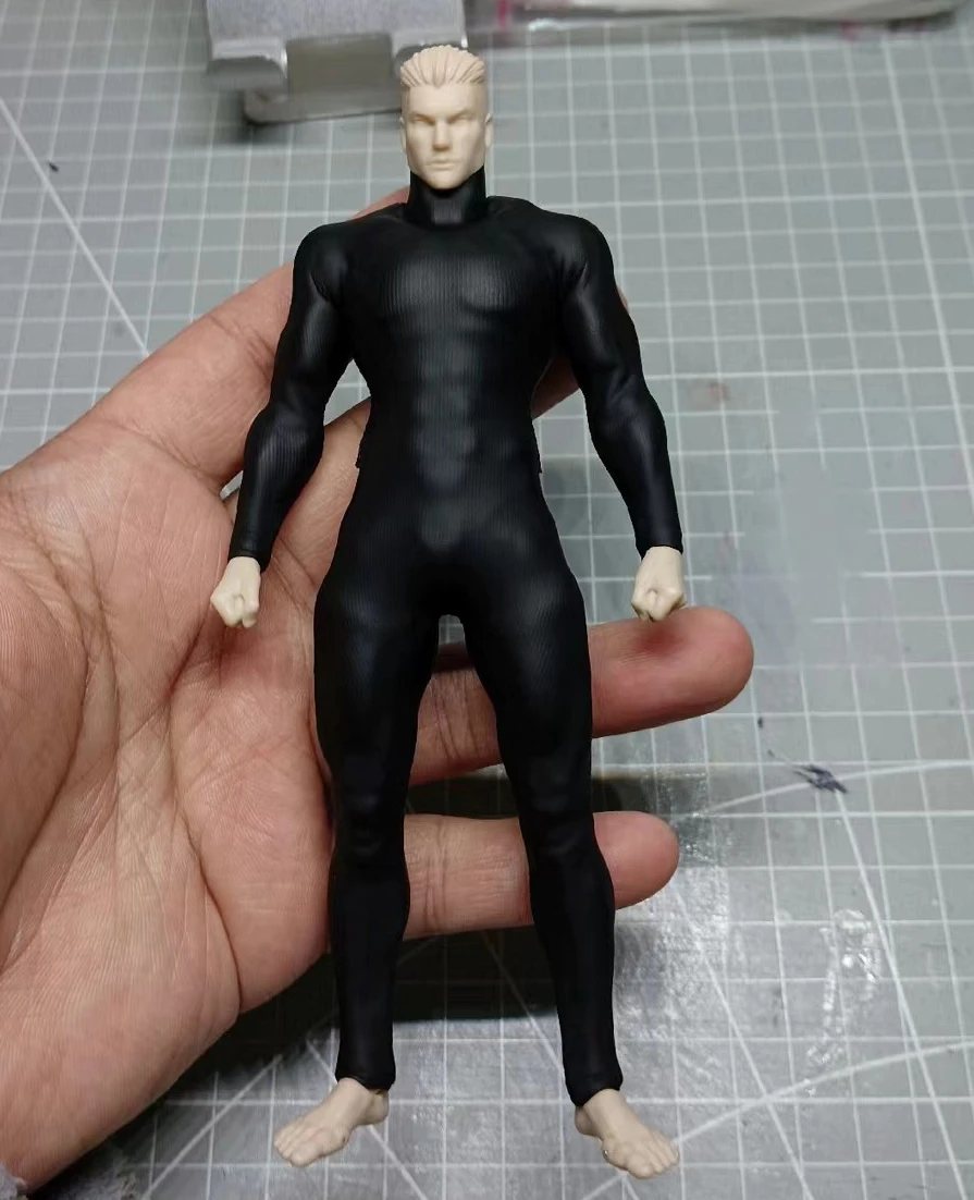 1/12 Scale Matte Black Tight Fitting Jumpsuit Model for 6'' RomankeyX COWL （no Figure）