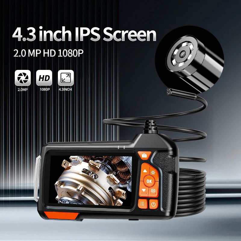 

GUANMOU Endoscope Camera with 4.3 Inch IPS HD Screen Borescope Portable Snake Camera IP67 Waterproof For Sewer Car Endoscope