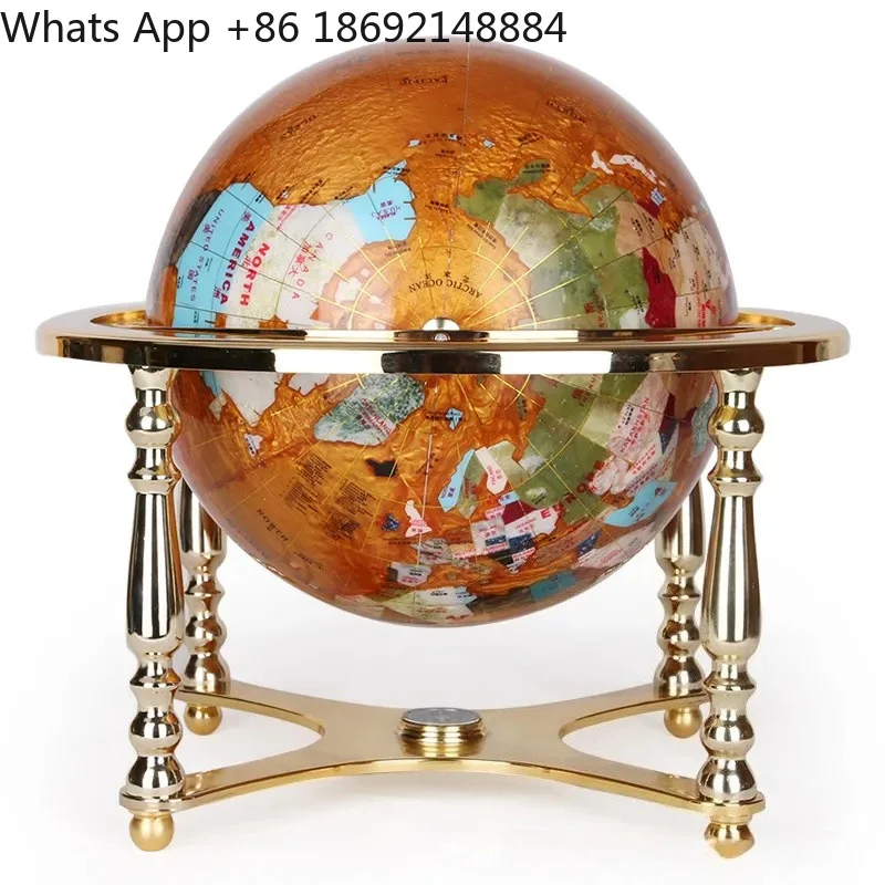 Blue Earth Gem Globe Ornament for Study Office Living Room Four Corner Seat Universal Rotation