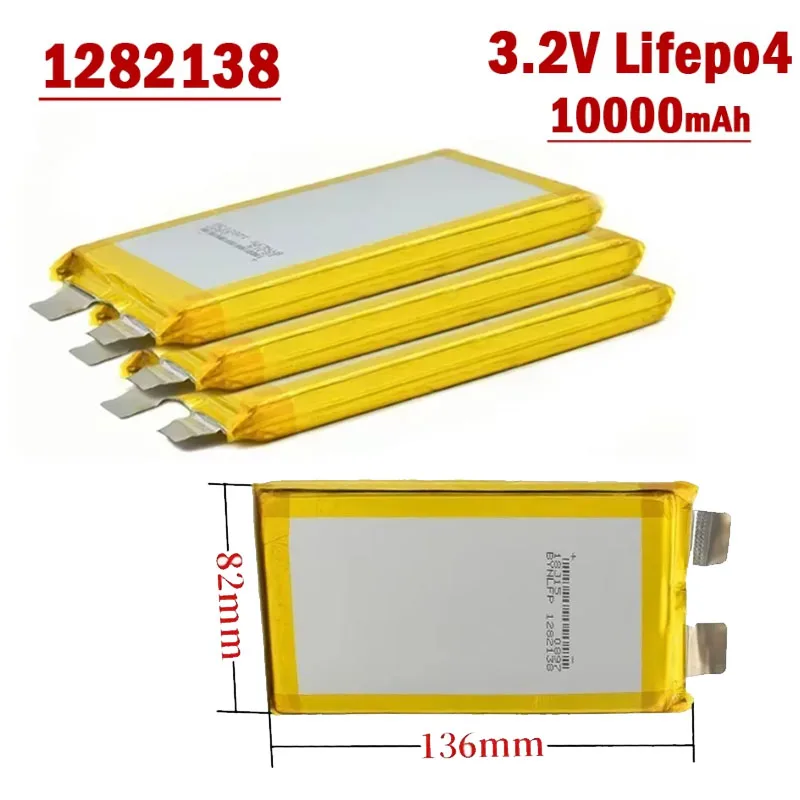 1282138 3.2V Lifepo4 Battery10000mAh Rechargeable Lithium Iron Phosphate Batteries for Electric Car Tablet GPS DVD Backup cell