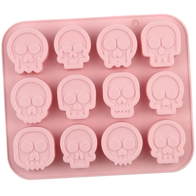 Wholesale 12 Different Skull DIY Chocolate Molds Silicone Jelly Pudding Moulds 638