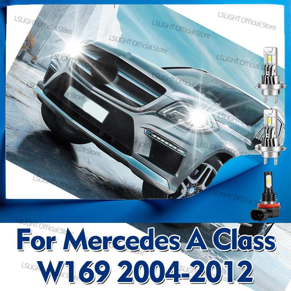 2/6x 6000K Fog Bulbs Headlamps For Mercedes A Class W169 2004 2005 2006 2007 2008 2009 2010 2011 2012 Car LED Headlights 30000LM
