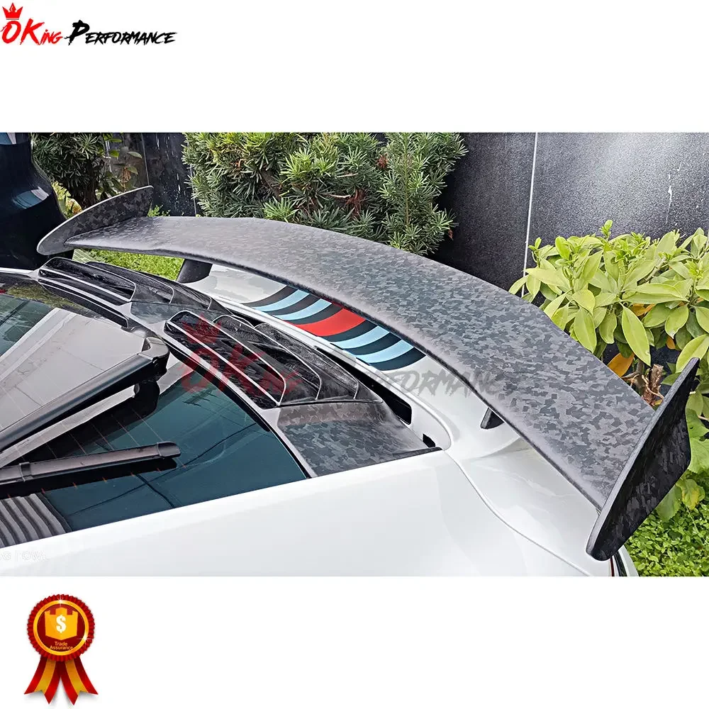 TC Style Dry Carbon Fiber Rear Spoiler Set With Primer Base With Engine Cover Set For Porsche 911 992 Carrera S 2019-2023