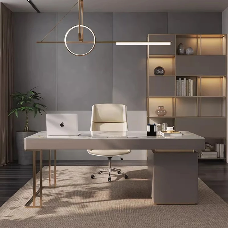 Modern Simple Office Desks And Workstations Light Luxury Computer Table Desk Notebook Table Bookcase Office Furniture Study Desk