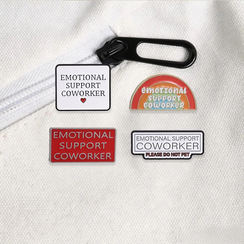 Humor Office Work Quotes Enamel Pins Emotional Support Coworker Cute Cartoon Brooch Lapel Badge Jewelry Gift For Friends