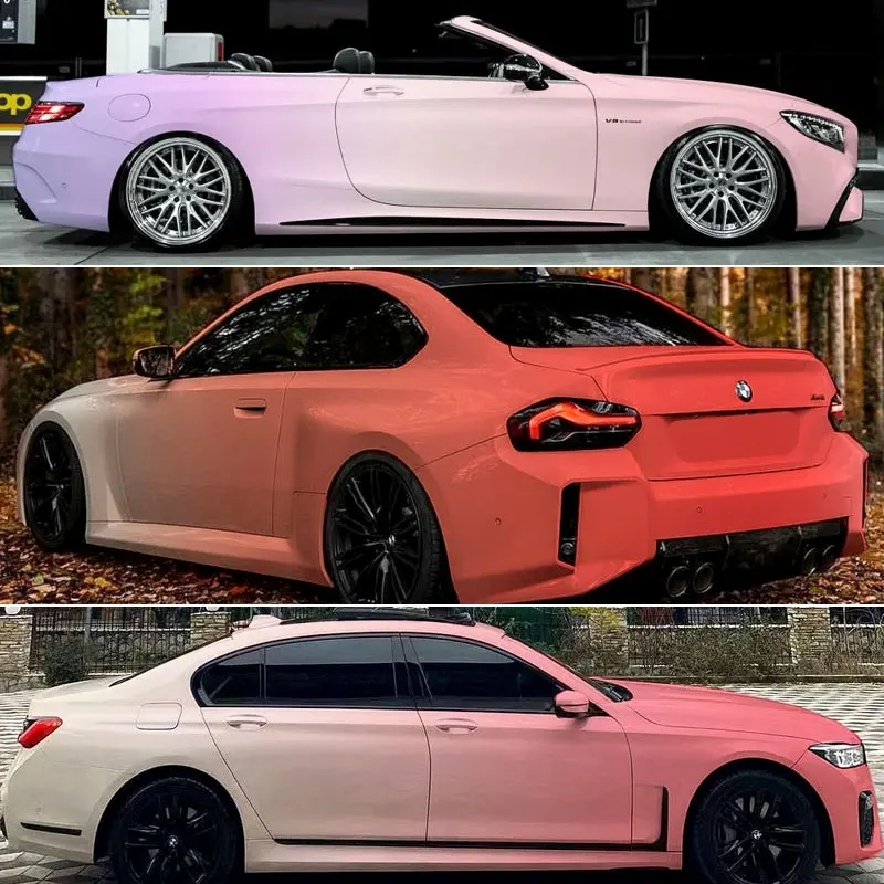 Custom Whole Car Body Printed Vinyl Wrapping Red and Pink Color Gradient Self-adhesive Vinyl Car Wrap Vinyl for Personal Car