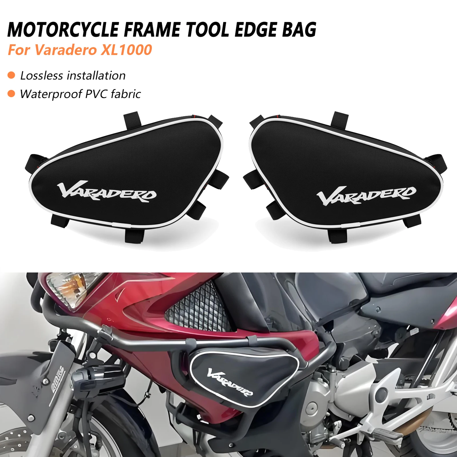 For VARADERO XL1000  XL 1000  Travel Saddle Bag Motorcycle Toolbox Frame Crash Bar Bags Tool Placement