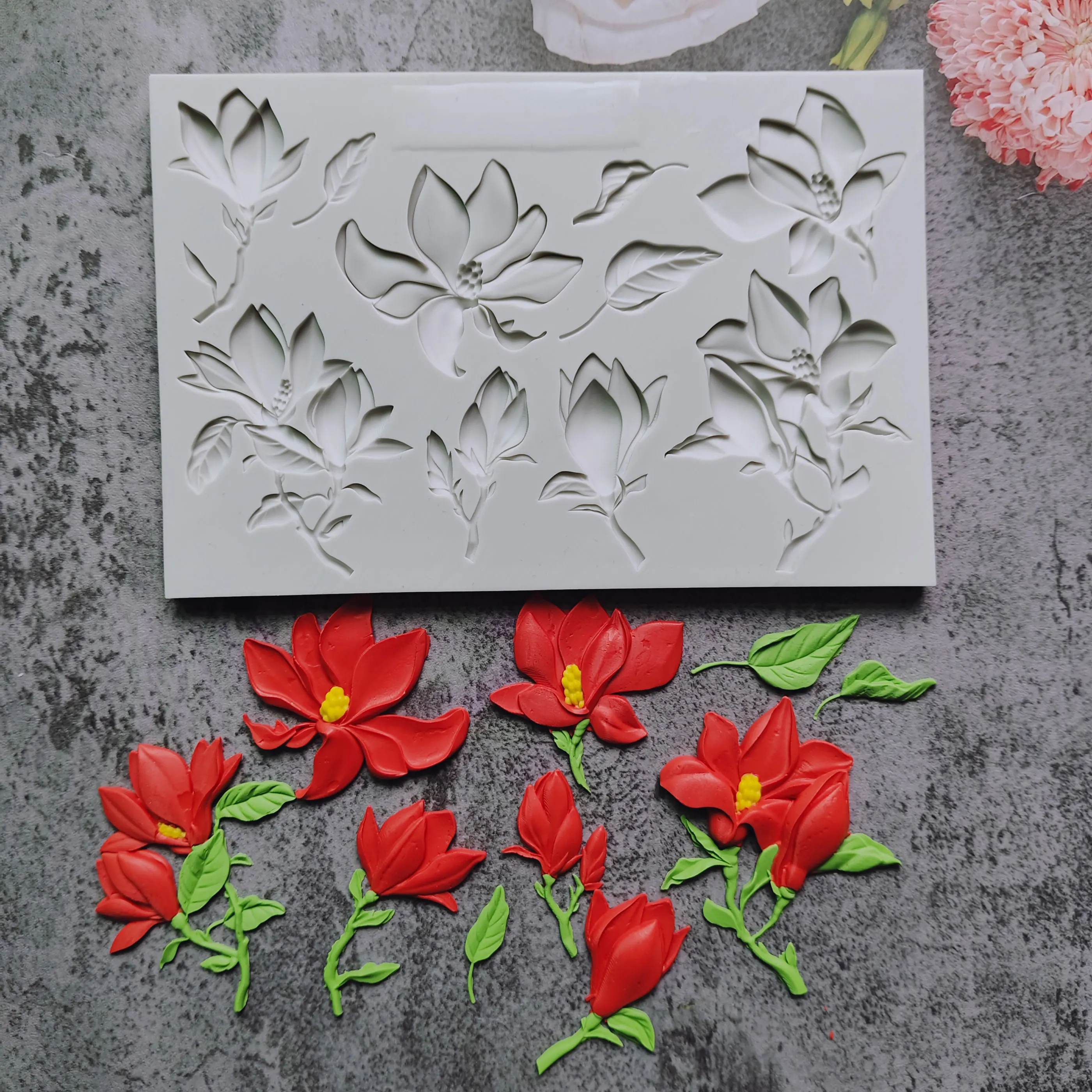 Magnolia Grace - Flowers Silicone Mould Fondant Cake Tool Gumpaste Mould, Sugarcraft, Chocolate Forms,Kitchen Accessories