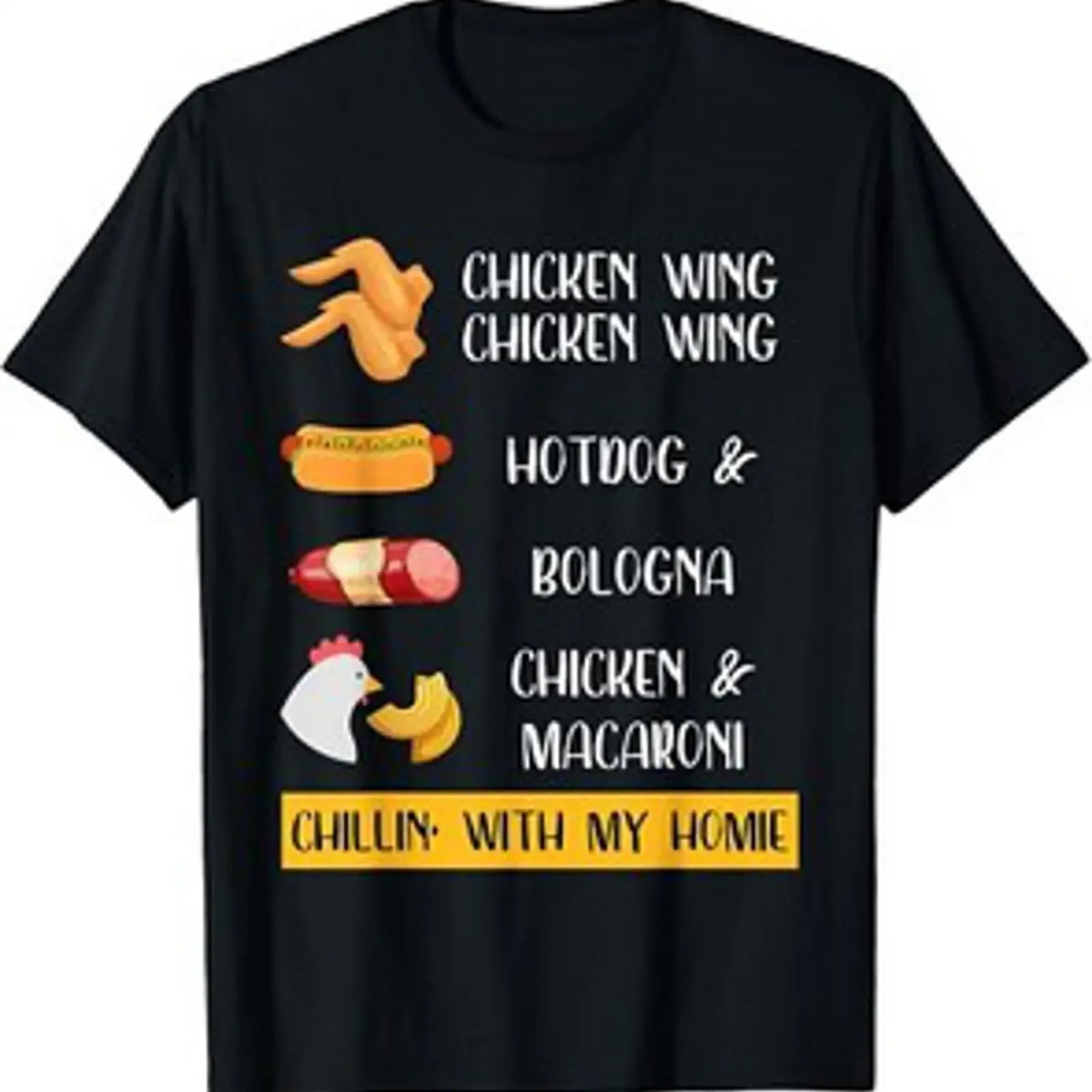 Camiseta Viral Ala de Pollo Hot Dog y Canción Bolonia Regalo Lírico  vintage Washed designer clothes Versatile Soft Stylish