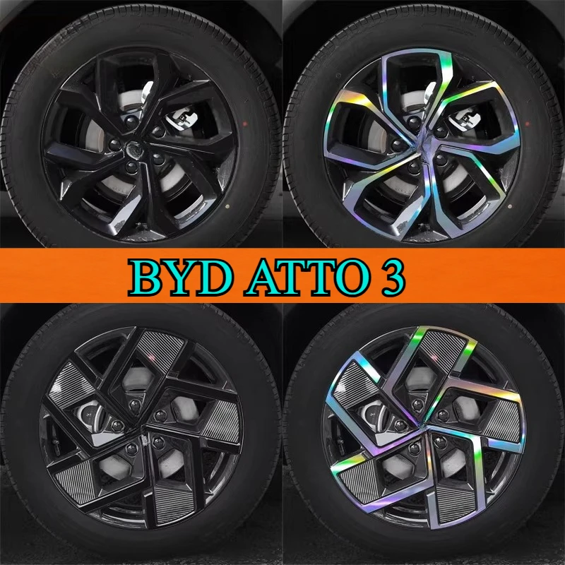 

Наклейки на колесные диски для BYD ATTO3, 4 шт., 17/18 дюймов, яркие, красочные, декоративные, модифицированные, устойчивые к царапинам, внешние аксессуары