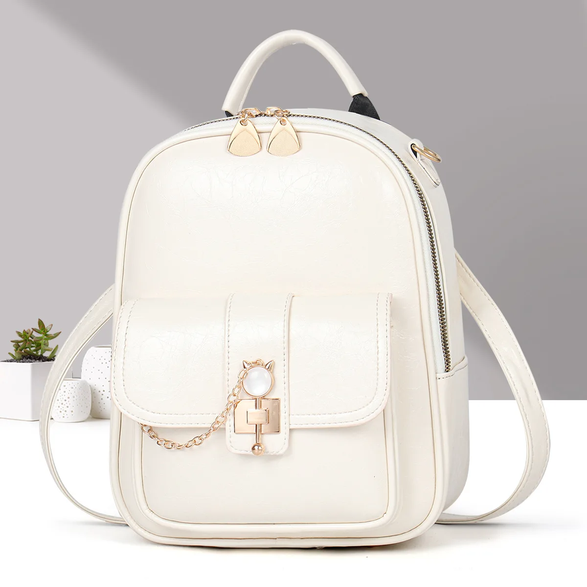 11.2 inch (28cm) fashion women's bag, shoulder-cross-body-multi-function backpack, PU leather material-1