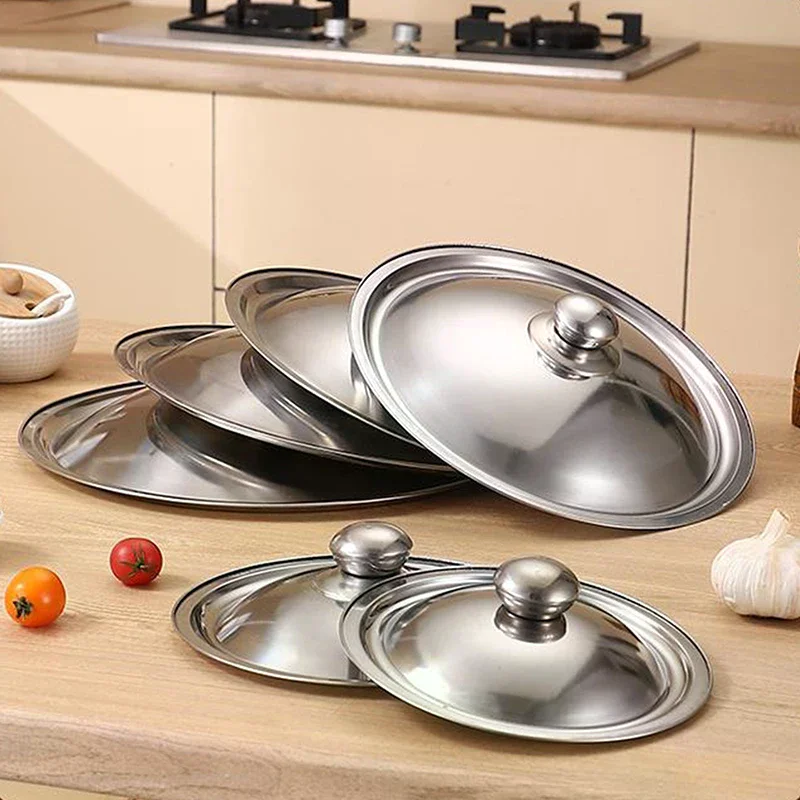 10-32Cm Stainless Steel Round Pot Lid Universal Replacement Frying Pan Cover Smooth Edge Dishwasher Safe For Skillet Wok Pot