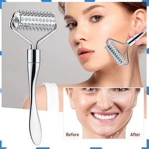 Zinc Alloy Microneedle Facial Massage Stick Cream Spoon Roller Introduction Slimming Promote Nutrients Absorb Full Body
