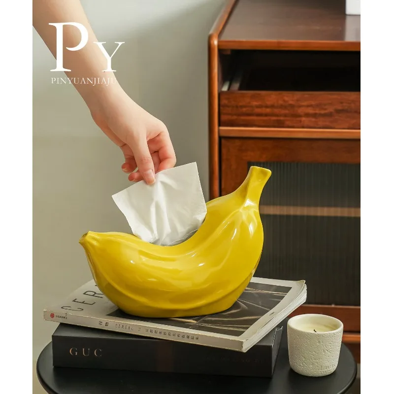 

Fun Banana Tissue Box, Ceramic Tissue Box, Living Room Coffee Table, Napkin Holder, Dining Table Decoration, Bedroom Decoration