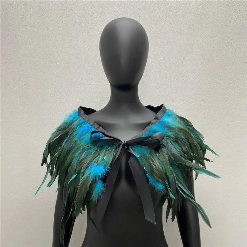 Gothic Scarf Women Shawl Clothing Accessories Three Layer Feather Halloween Scarfs Designer Luxury Women Shawls Neck
