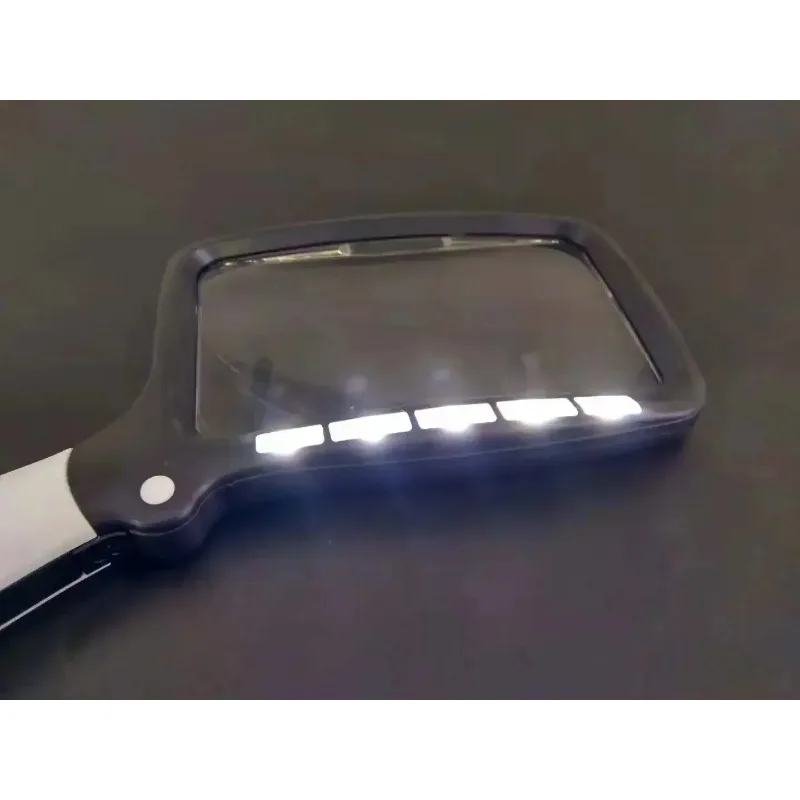 Handheld Foldable Magnifying Glass with 5 LED Lights loupe 3X HD Acrylic Jeweler magnifier for Seniors Reading & Newspaper