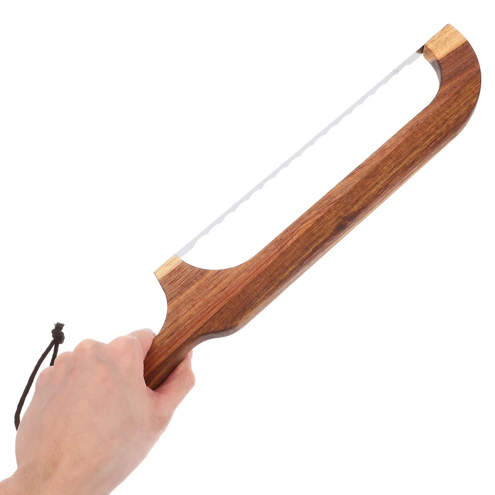 Wooden Bread Lame Serrated Blade Rosewood Handle Smooth Crumb-Free Cutting Baguette Cake Toast Professional Bakery Bread Slicing