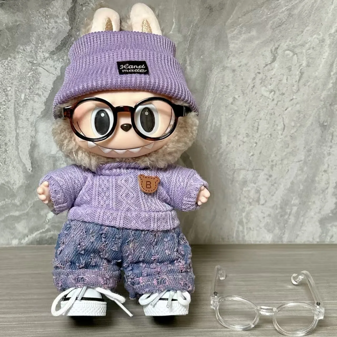 

For 15-17 cm Labubu Clothes outfit Labubu Sitting Party Bear Label Scarf Hat Dolls Accessories Cute Decoration