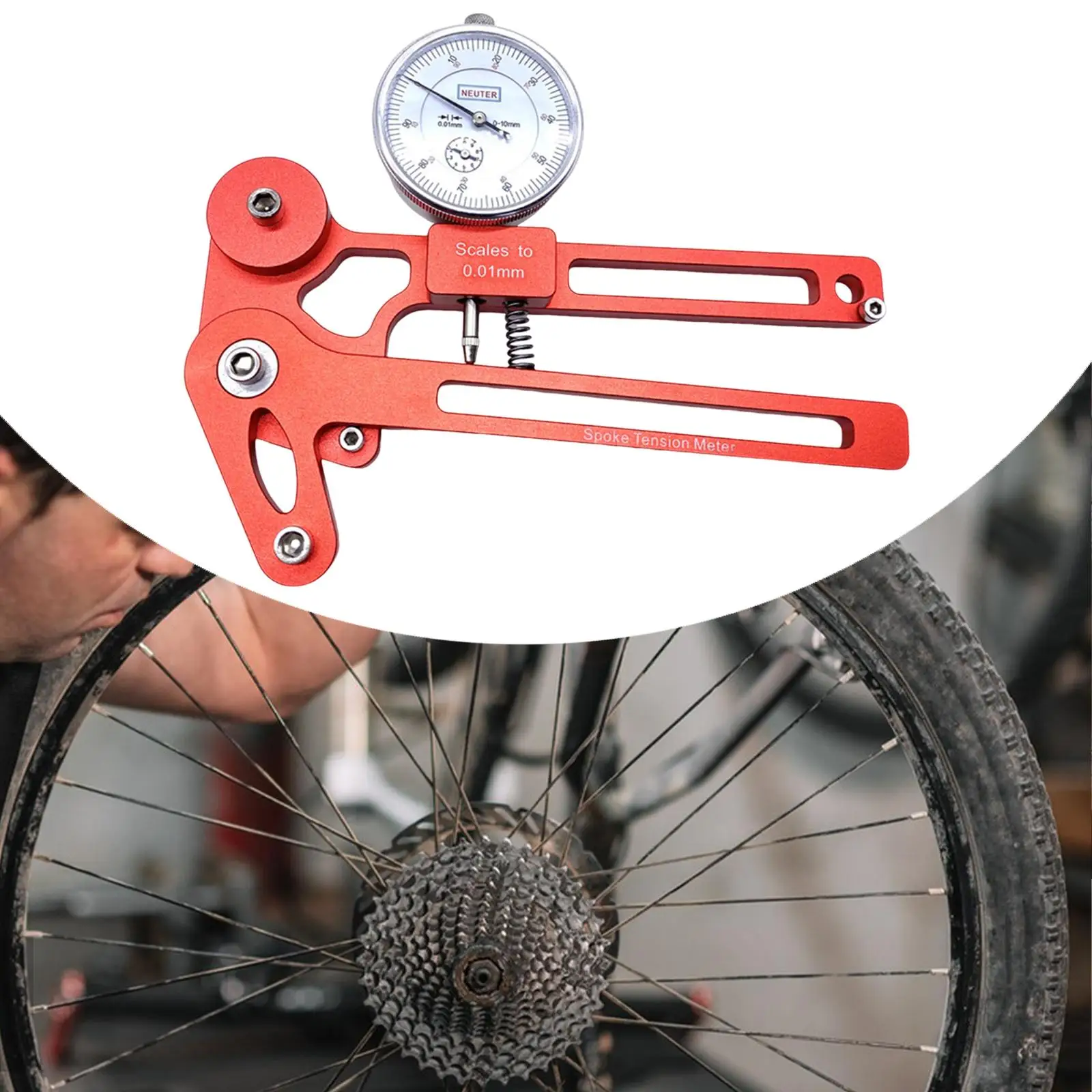 

Bike Spokes Tension Gauge Measuring Tool Durable Manual Bicycle Wheel Truing Device for Road and Mountain Bikes